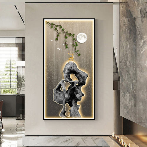 玄关墙贴自粘装饰画现代简约入户客厅走廊壁画轻奢过道进门贴