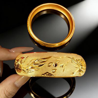 33金包银BJ102卡20婚庆龙凤手镯圈口5466999足银30g包足金2克