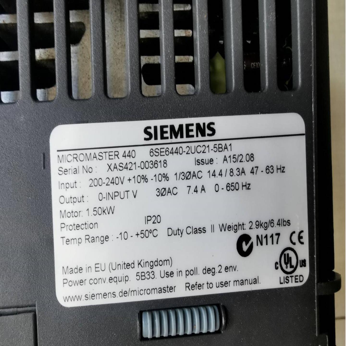 配件6SE6440-2UC21-5BA1     西门子MICROMASTER  440 变频器议价