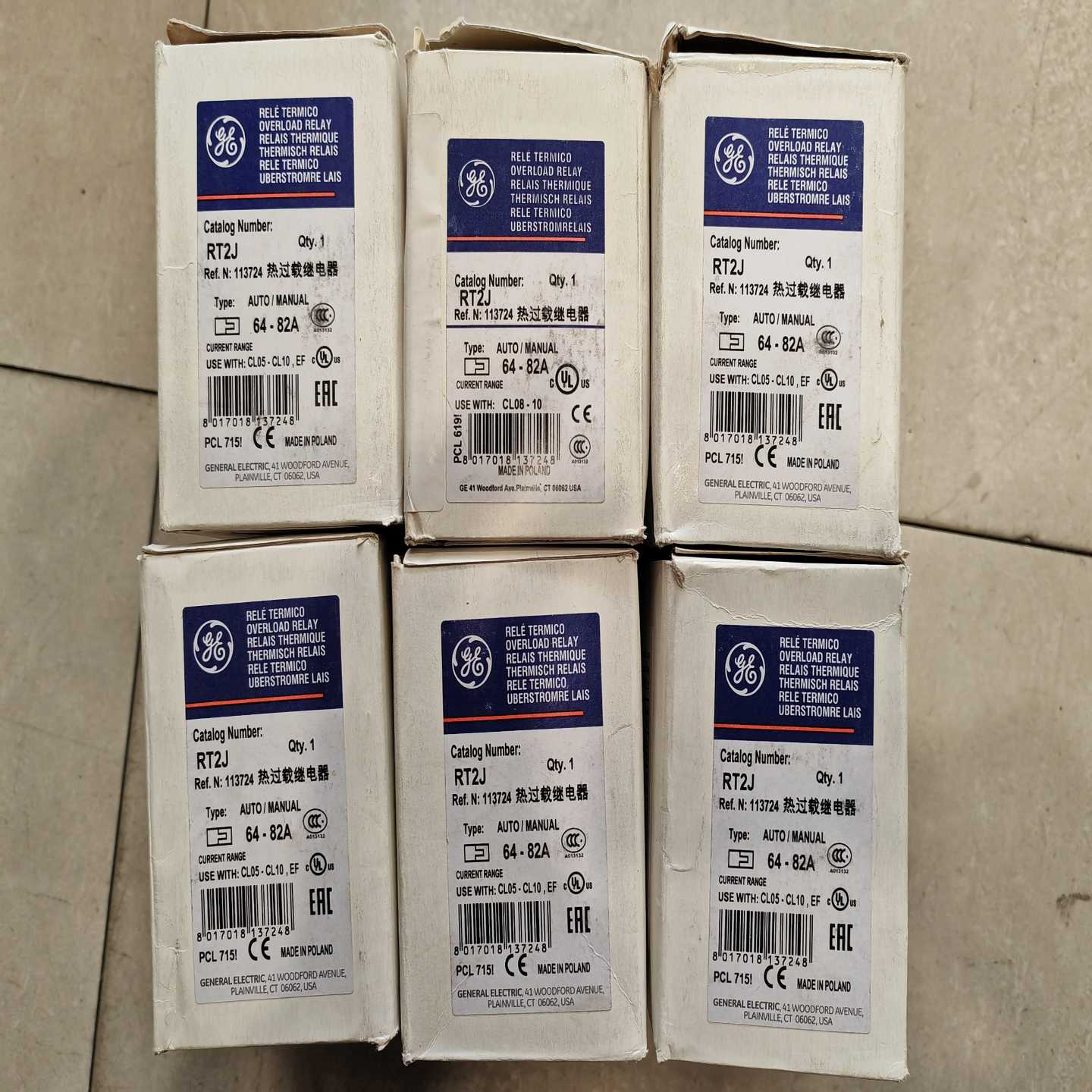 全新GE热过载继电器RT2J，型号64-82A，来自波兰原装--议价商品
