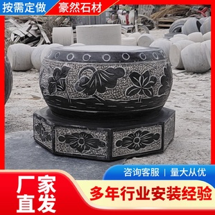 青石柱墩底座石墩子墩垫基石墩石雕柱皮圆墩空心石柱柱顶石包柱石