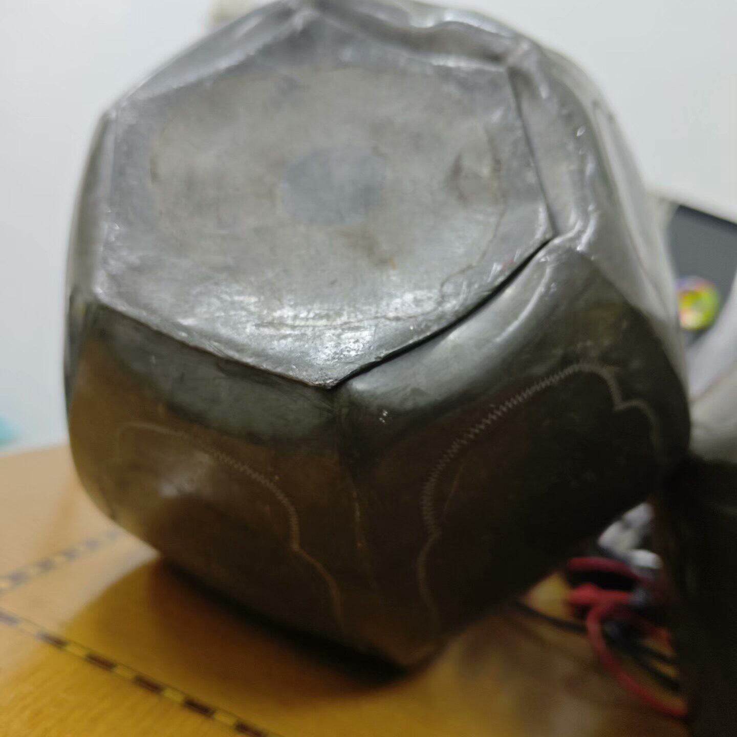 民国六方瓮形锡制茶叶罐 老锡罐锡器,带盖高约29厘米,厚锡压--