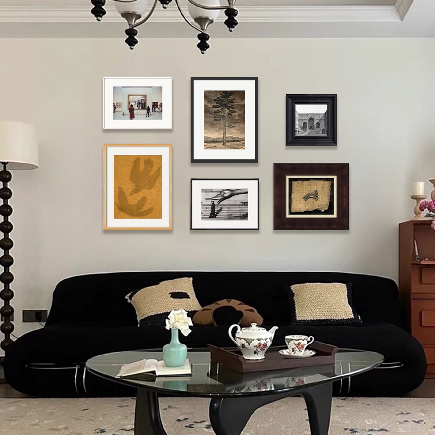 法式复古装饰画看展的人摄影装饰画现代简约客厅卧室艺术挂画