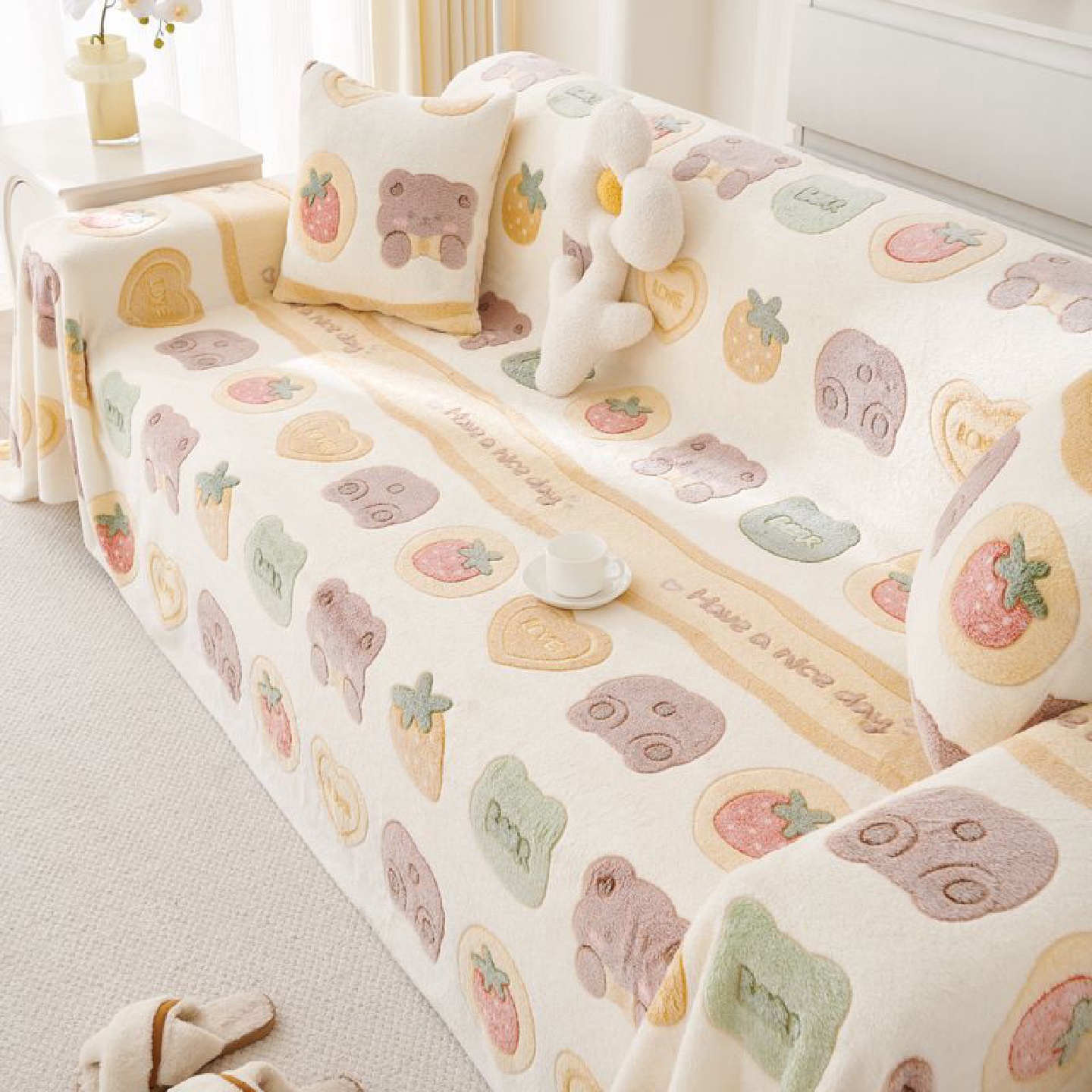 沙发套罩通用型毛绒冬季奶油风格防滑加厚沙发巾垫盖布防猫抓工厂