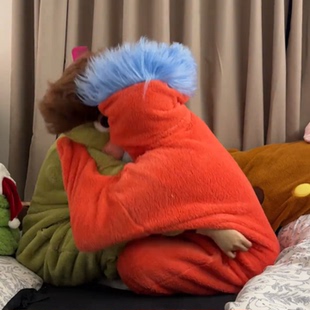 大嘴怪连体睡衣女加厚丑鱼搞笑沙雕卡通抽象奇葩搞怪情侣睡袍男