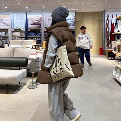 2025秋冬新款羽绒马甲女款外穿时尚坎肩背心宽松大码棕色马夹外套