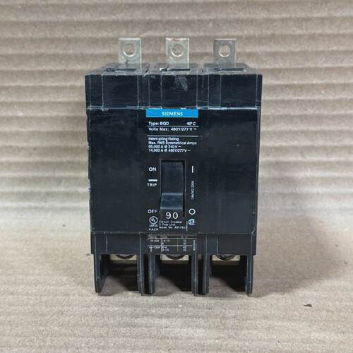 Siemens BQD BQD390 3 Pole 90 Amp 480V Black or Gray Circuit