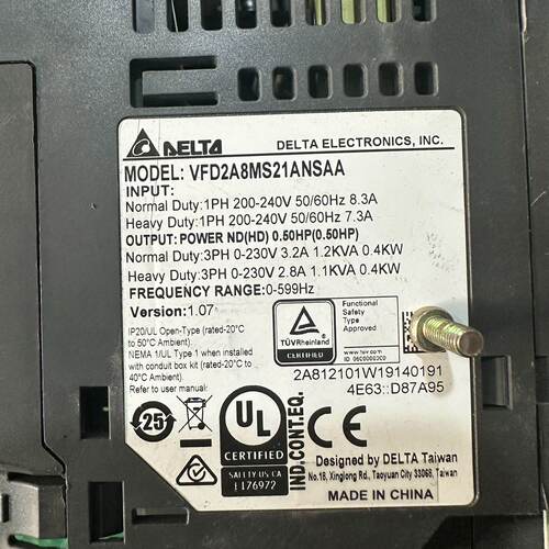议价Delta Inverter Vfd2a8ms21ansaa Used Disassembled Excelle