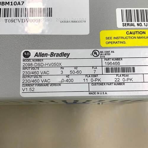 议价Ab Rockwell Servo Driver 2098DsdHv050x In Stock For Sale