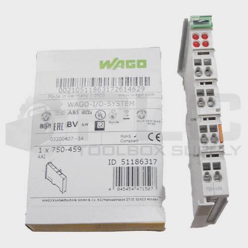 NEW WAGO 750459 ANALOG INPUT MODULE 24VDC 4 CHANNEL UPS RED