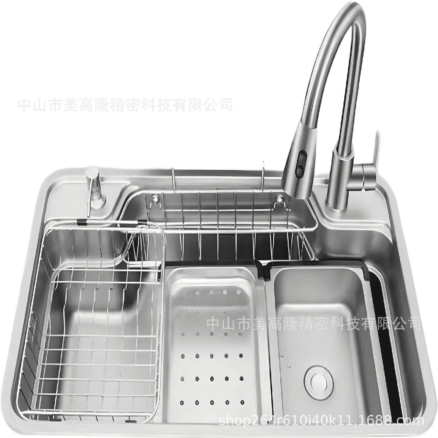 蜂窝压纹日式304不锈钢纳米水槽大单槽瀑布式洗菜盆厨房家用加厚