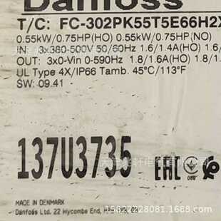302PK55T5E66H2XGC变频器137U3735丹b佛斯变频器