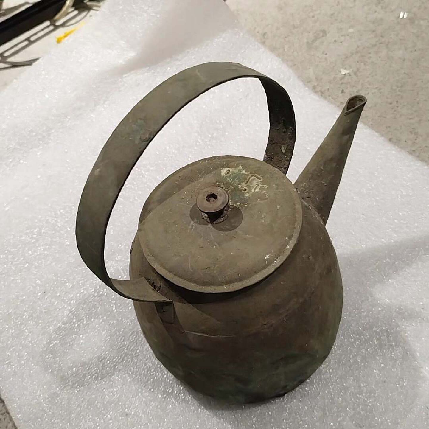 议价老铜壶带盖带提梁实物拍摄铜质厚重壶身有岁月痕迹包浆议价