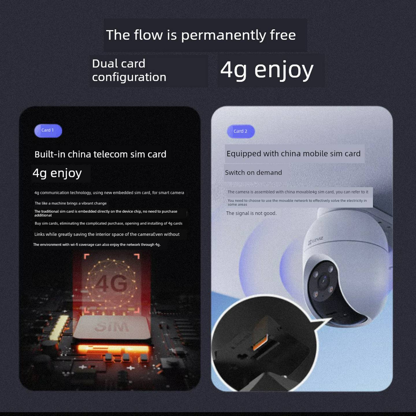 萤石C8C4G终身流量室外摄像头手机远程对讲全彩夜视云台防水监控