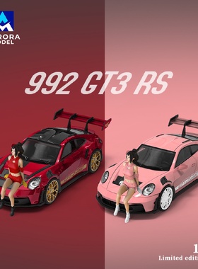 批发-AMAurora1:64992GT3RS金属透明红&糖果粉合金汽车模型