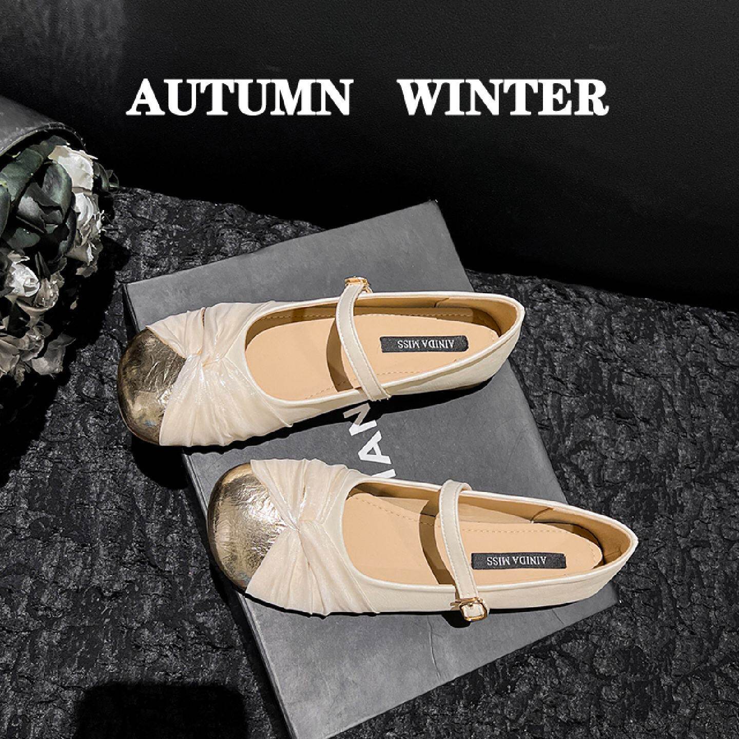 法式小香风配裙子平底单鞋女2026春季新款温柔晚晚风气质玛丽珍鞋