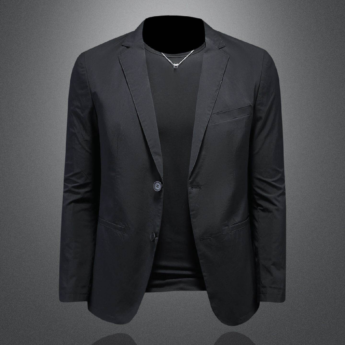 夏季新款薄款西装外套男士韩版潮流黑色青年商务休闲轻便修身西服