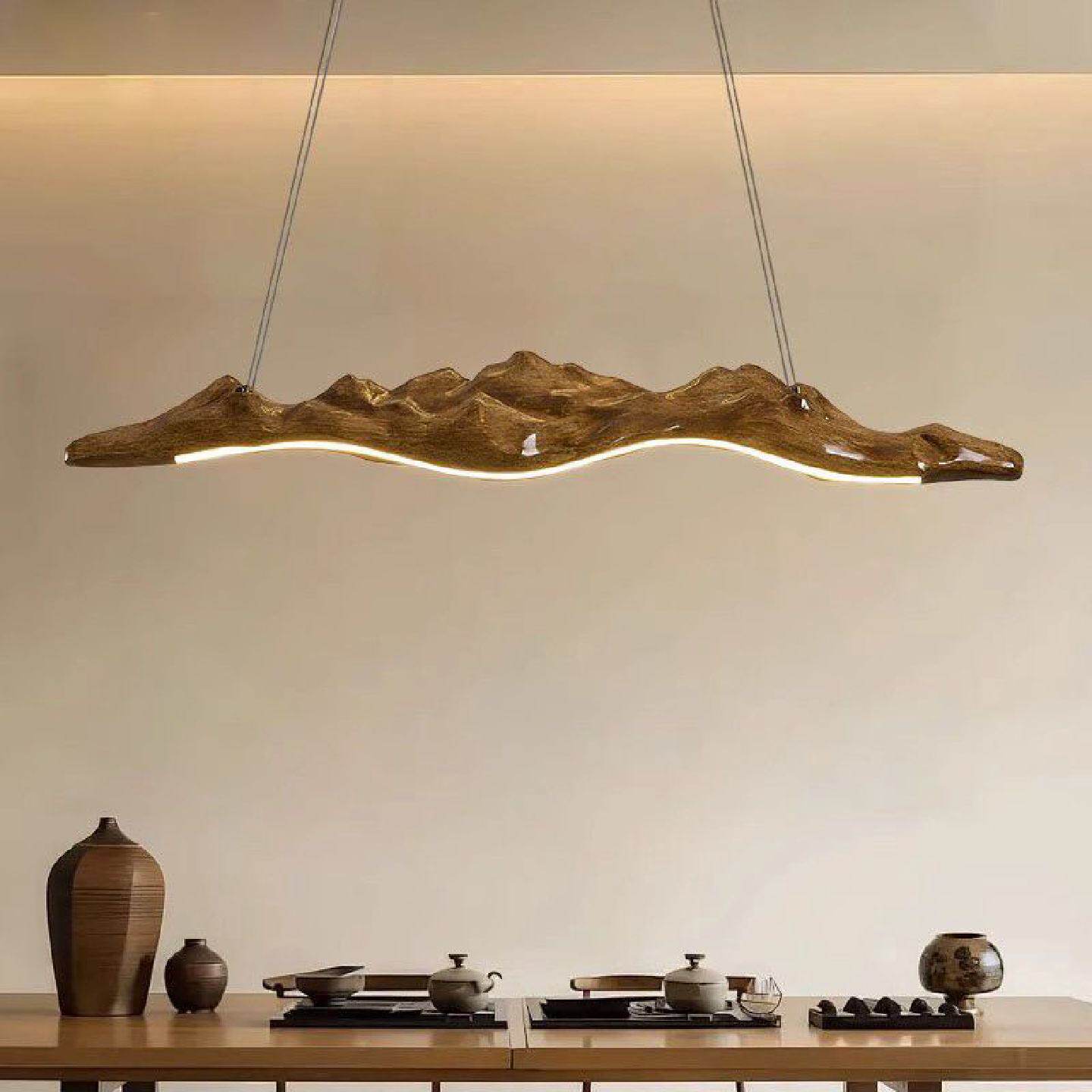 禅意山丘长吊灯茶室餐厅书房吧台日式侘寂风民宿店铺创意灯具