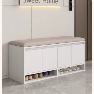 鞋柜入户换鞋凳鞋柜坐凳一体软包长凳子门口大容量实木小型鞋橱放