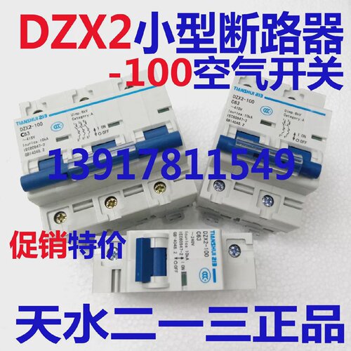 天水二一三小型断路器DZX21001P2P3P4P电压电流63A至100A空气开关