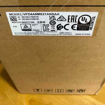 台达变频器，型号VFD4A8MS21ANSAA，未使用，询价