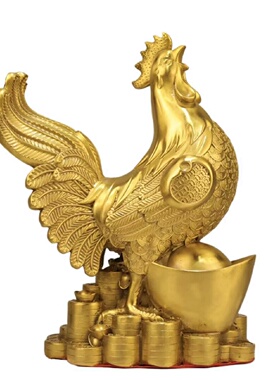全铜金钱鸡摆件客厅玄关装饰办公室工艺品中式送礼铜公鸡吉祥物