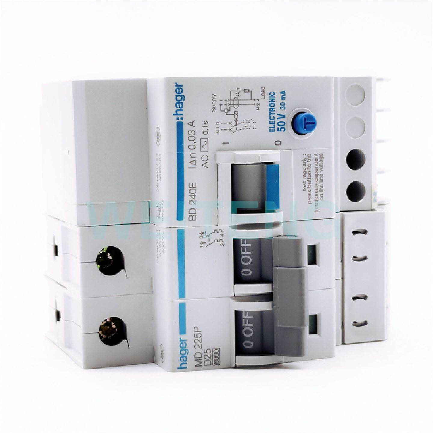 供应HAGER海格漏电断路器MD225P BD240E 2P动力