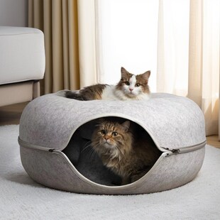 通用封闭式 宠物四季 毛毡窝猫咪隧道可拆洗甜甜圈躲避屋轮胎睡觉床