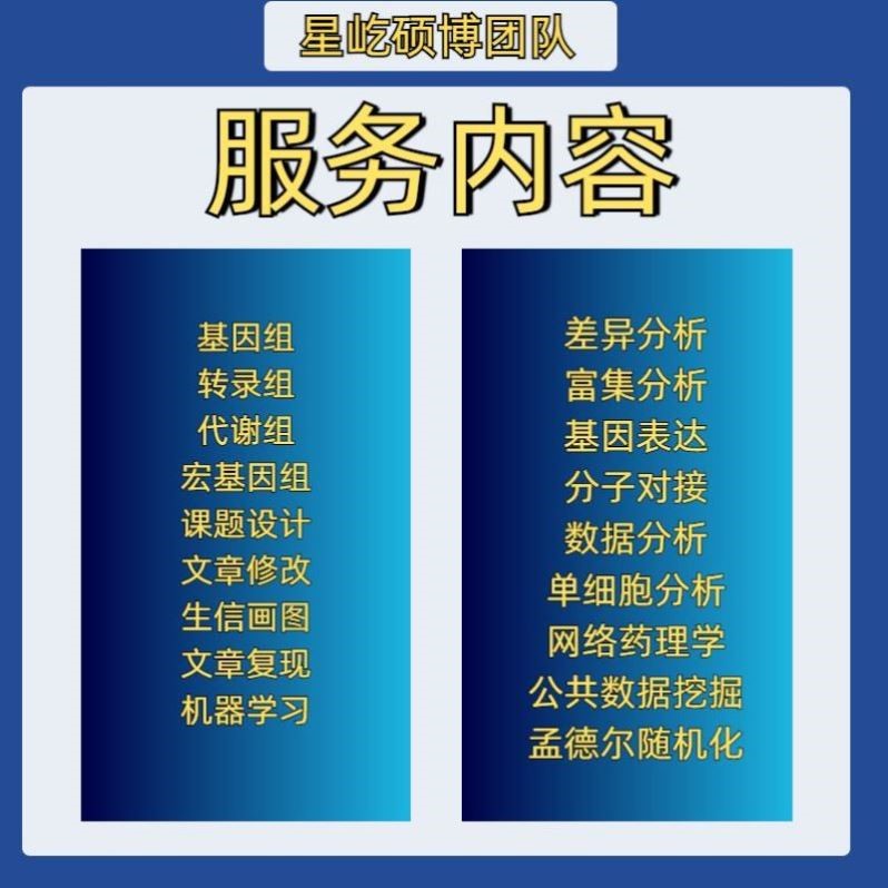 生信分析服务TCGA GEO数据库挖掘细胞测序转录组分析多组学分析