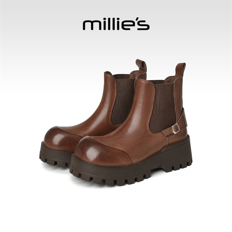 millies妙丽复古显瘦短筒马丁靴