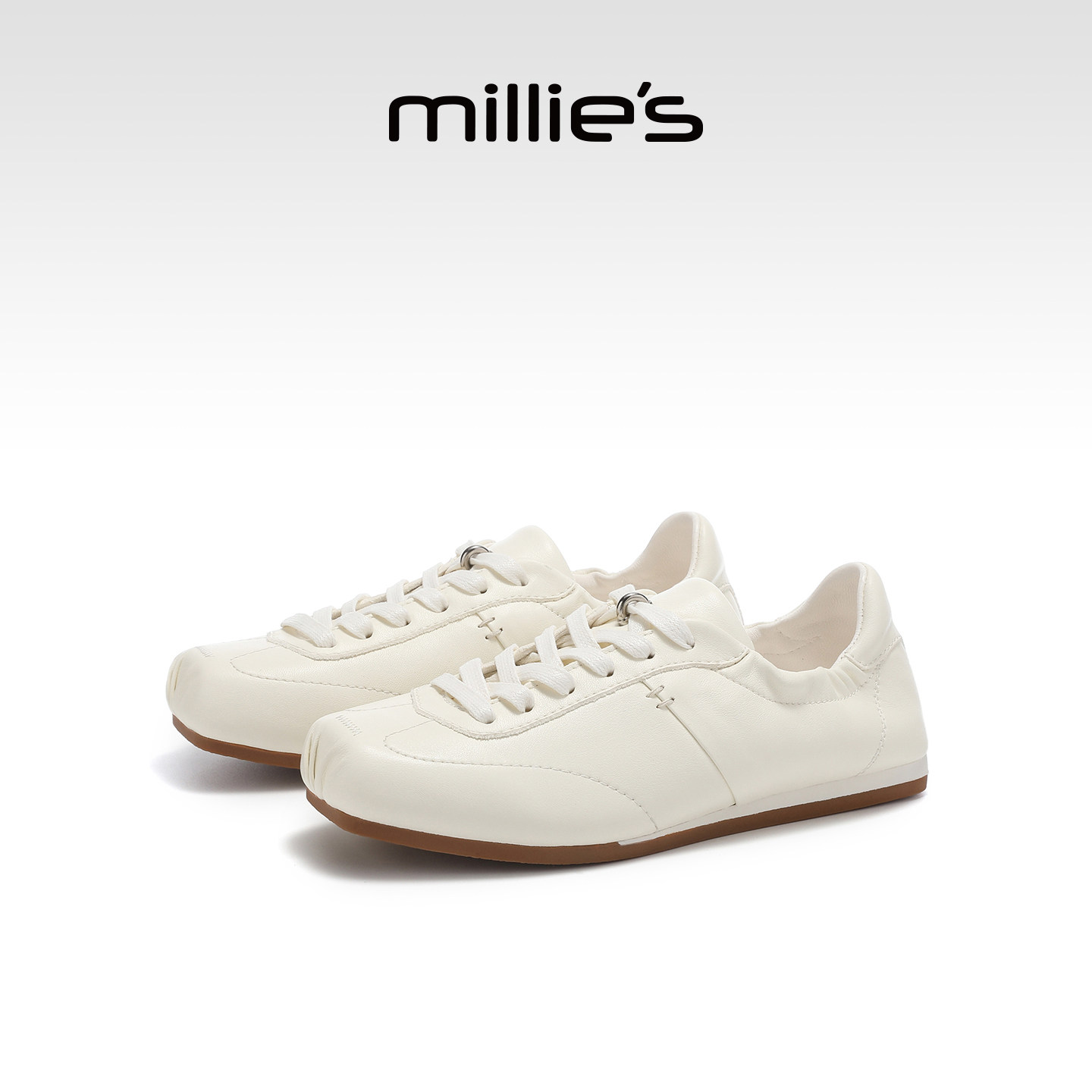 MILLIE'S/妙丽芭蕾风一脚蹬单鞋2026春季新款平底小白鞋方头简约,女鞋,深口单鞋,淘宝优惠券,粉丝福利购,淘宝优惠卷