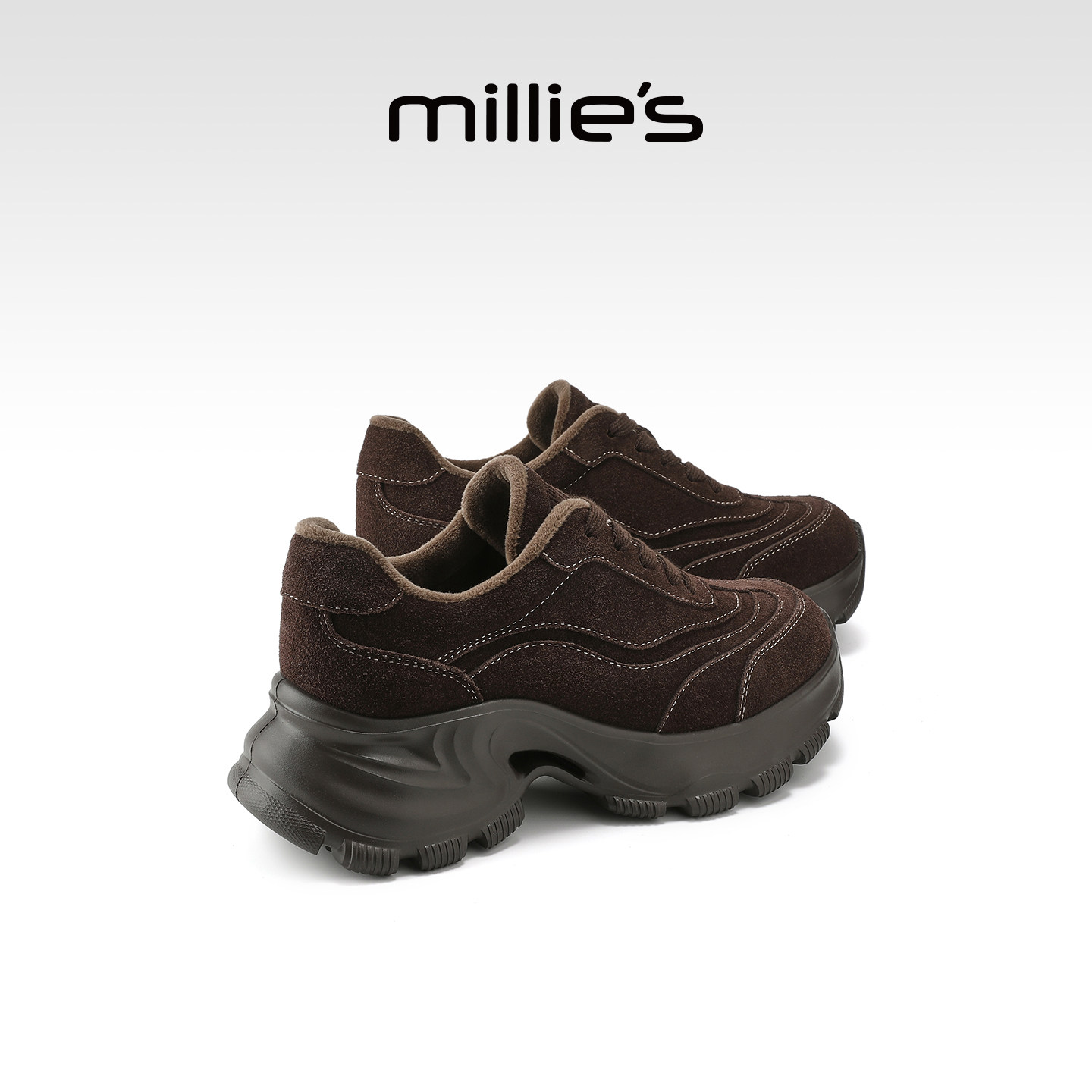 millies妙丽小个子加绒老爹鞋女2025冬季新款厚底时尚运动鞋增高,女鞋,时尚休闲鞋,淘宝优惠券,粉丝福利购,淘宝优惠卷