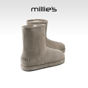 millies妙丽女靴简约百搭加绒雪地靴2025年冬季新款厚底保暖短靴