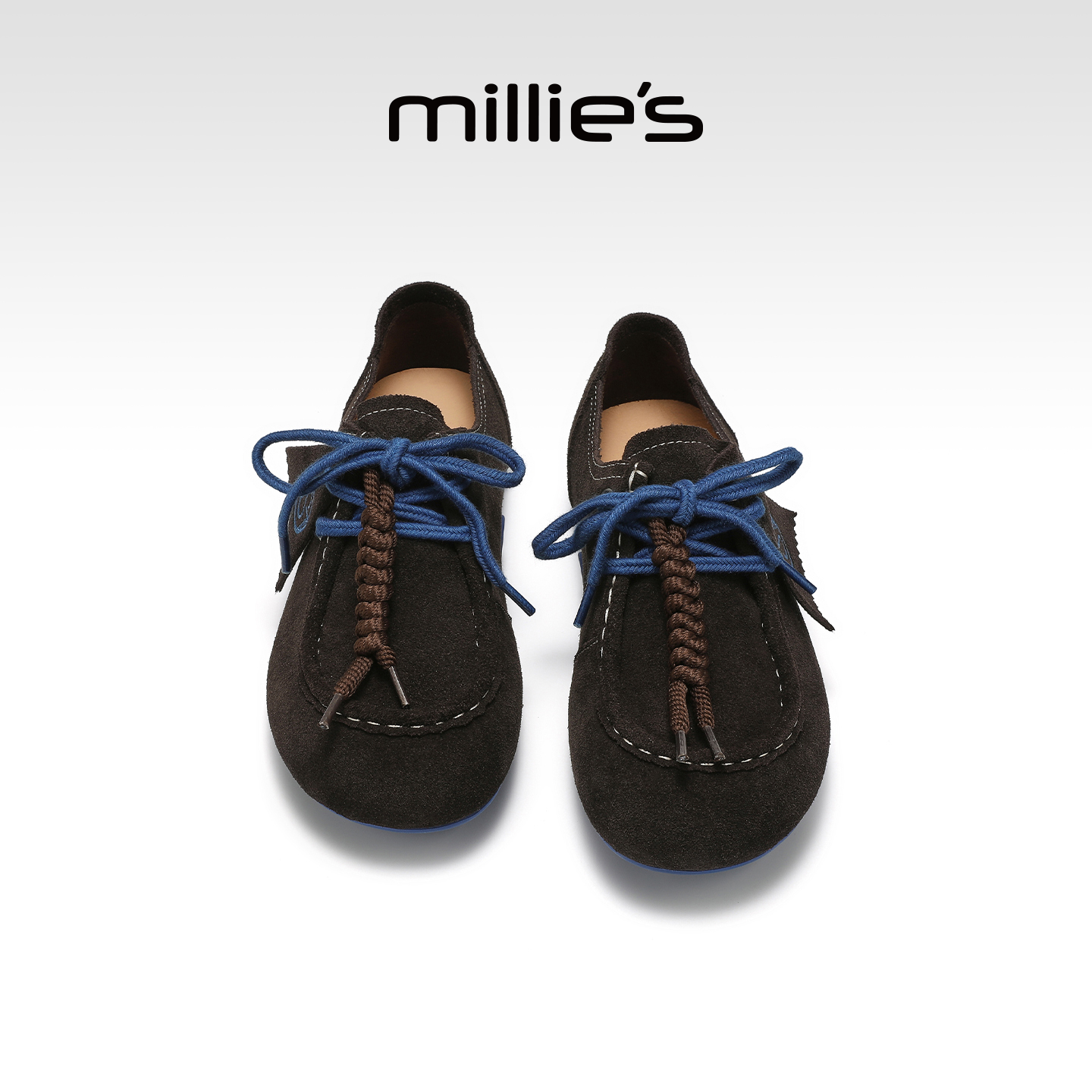 millies妙丽圆头内增高舒适单鞋