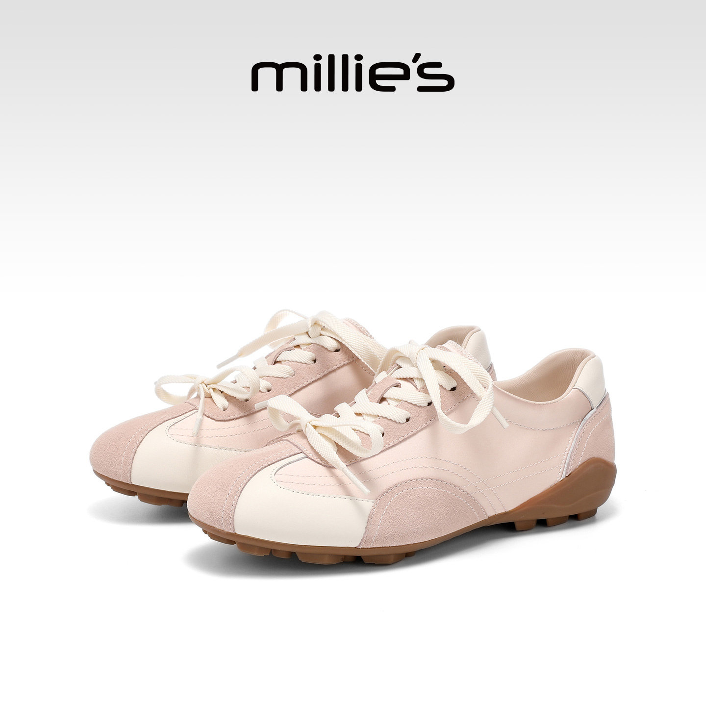 MILLIE'S/妙丽粉色青春活力风女鞋圆头系带深口单鞋2026春季新款,女鞋,时尚休闲鞋,淘宝优惠券,粉丝福利购,淘宝优惠卷