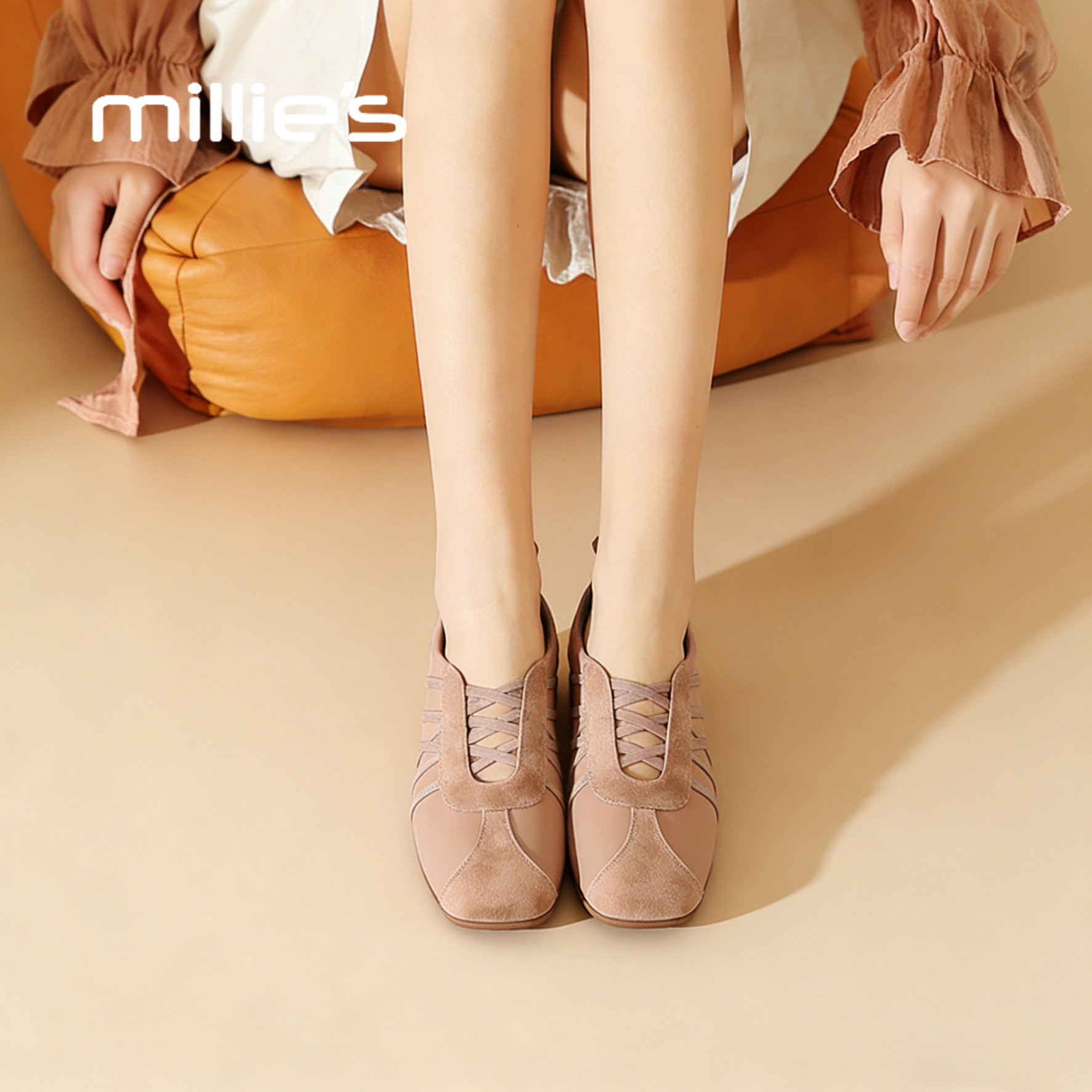 MILLIE'S/妙丽芭蕾风交叉带深口单鞋女平底鞋通勤鞋2026春季新款,女鞋,深口单鞋,淘宝优惠券,粉丝福利购,淘宝优惠卷