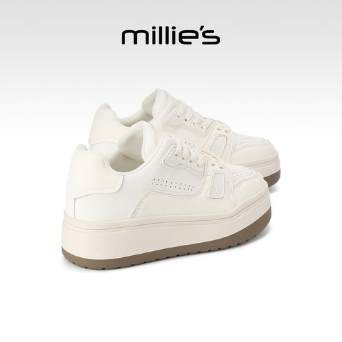 millies妙丽厚底小白鞋深口单鞋