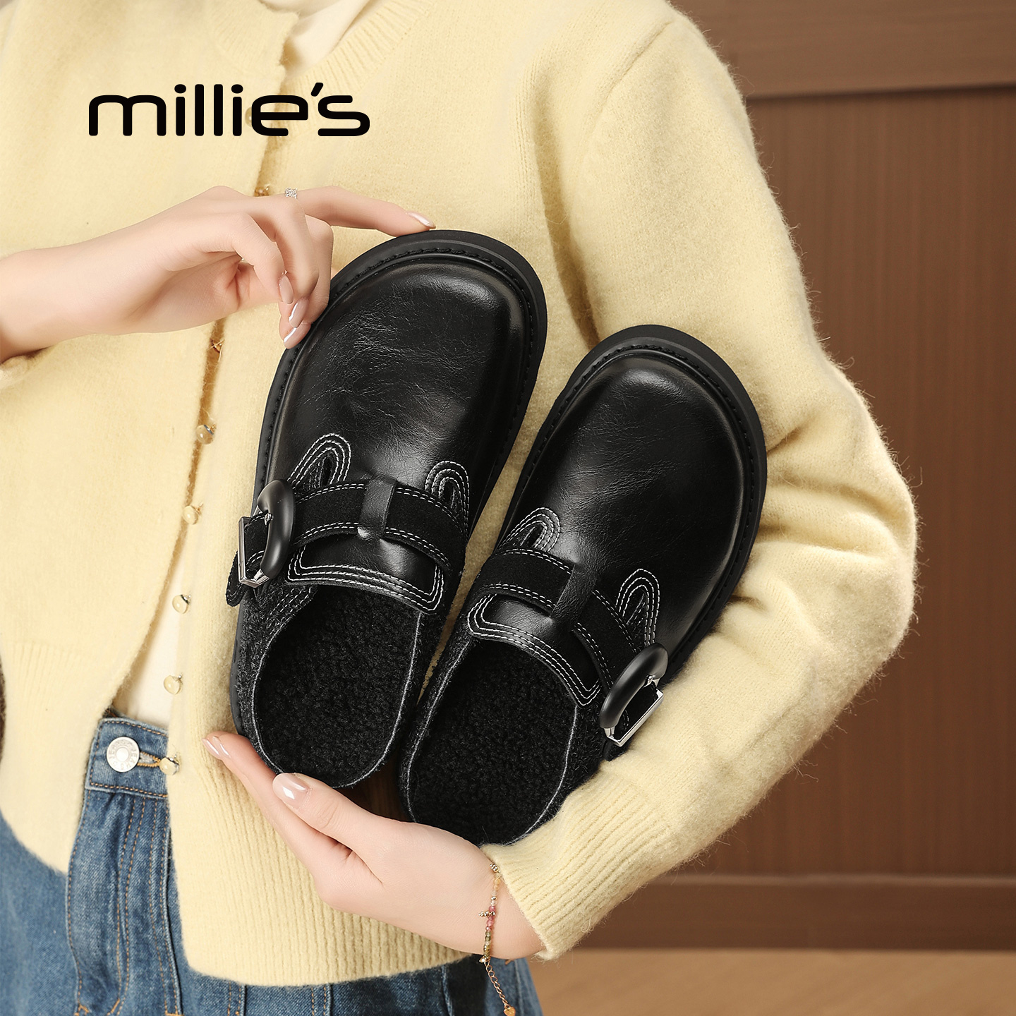 millies妙丽女鞋外穿时尚包头鞋