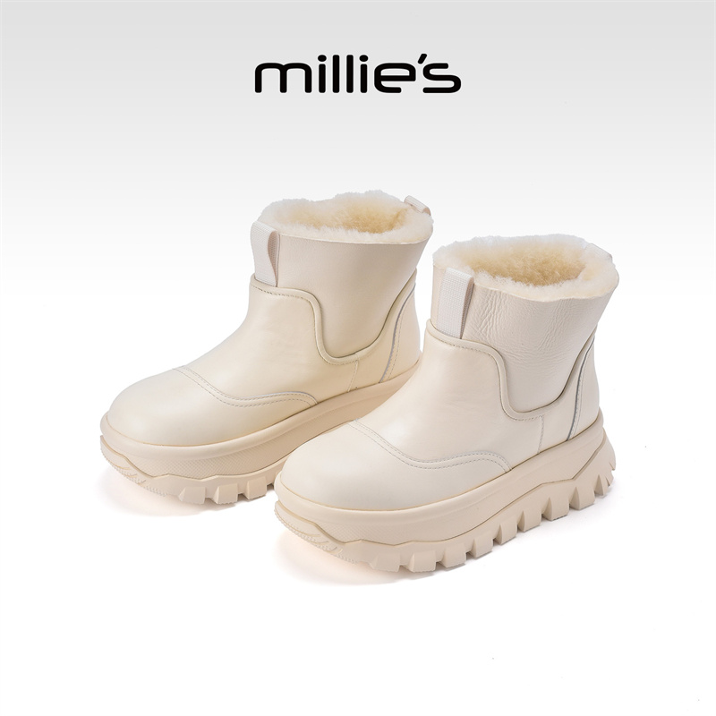 millies妙丽白色羊毛靴雪地靴女