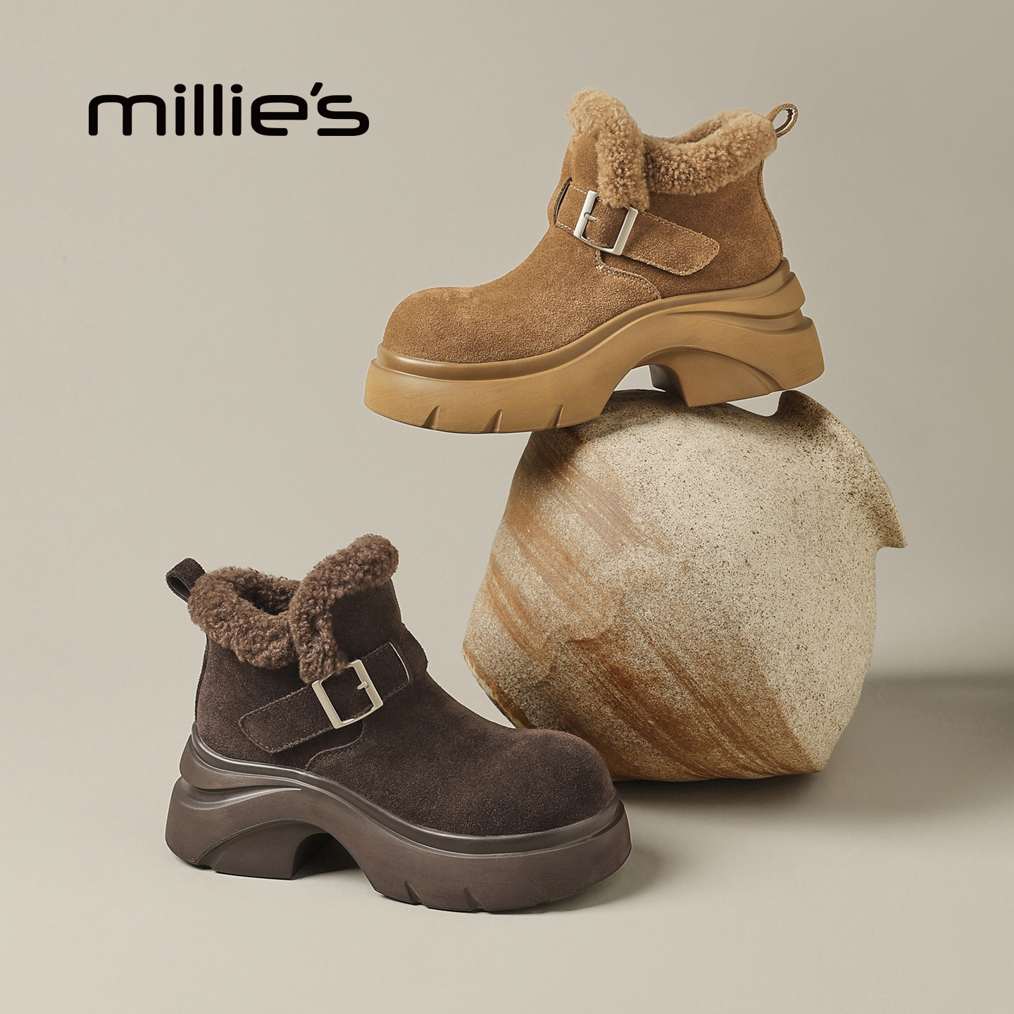 millies妙丽羊毛加绒雪地靴