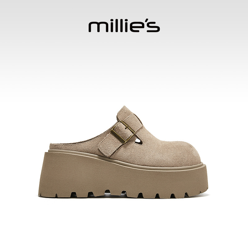 millies妙丽厚底增高包头拖鞋