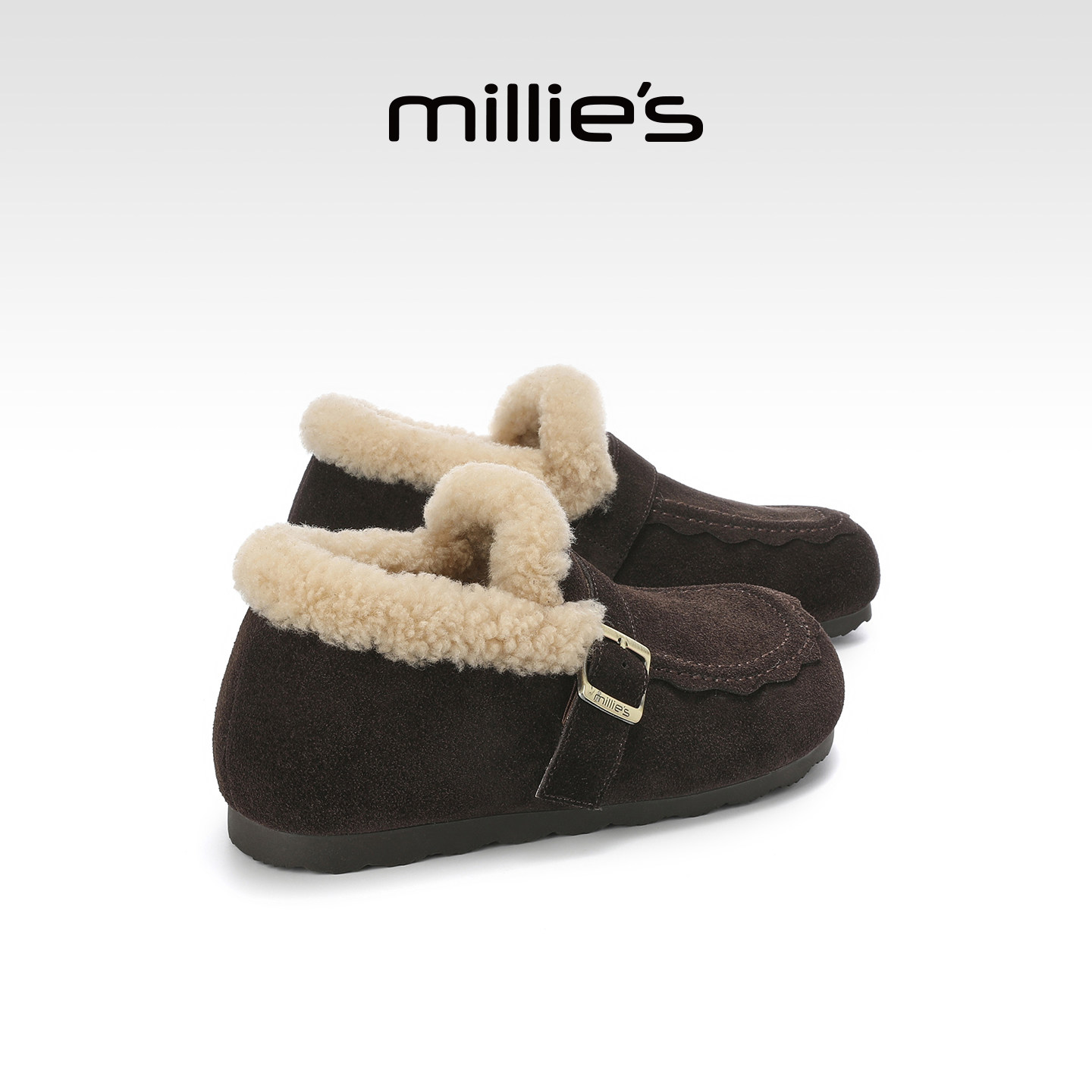 MILLIE'S/妙丽毛绒勃肯鞋女冬季加绒一脚蹬保暖懒人鞋女款休闲鞋,女鞋,勃肯鞋/软木鞋,淘宝优惠券,粉丝福利购,淘宝优惠卷