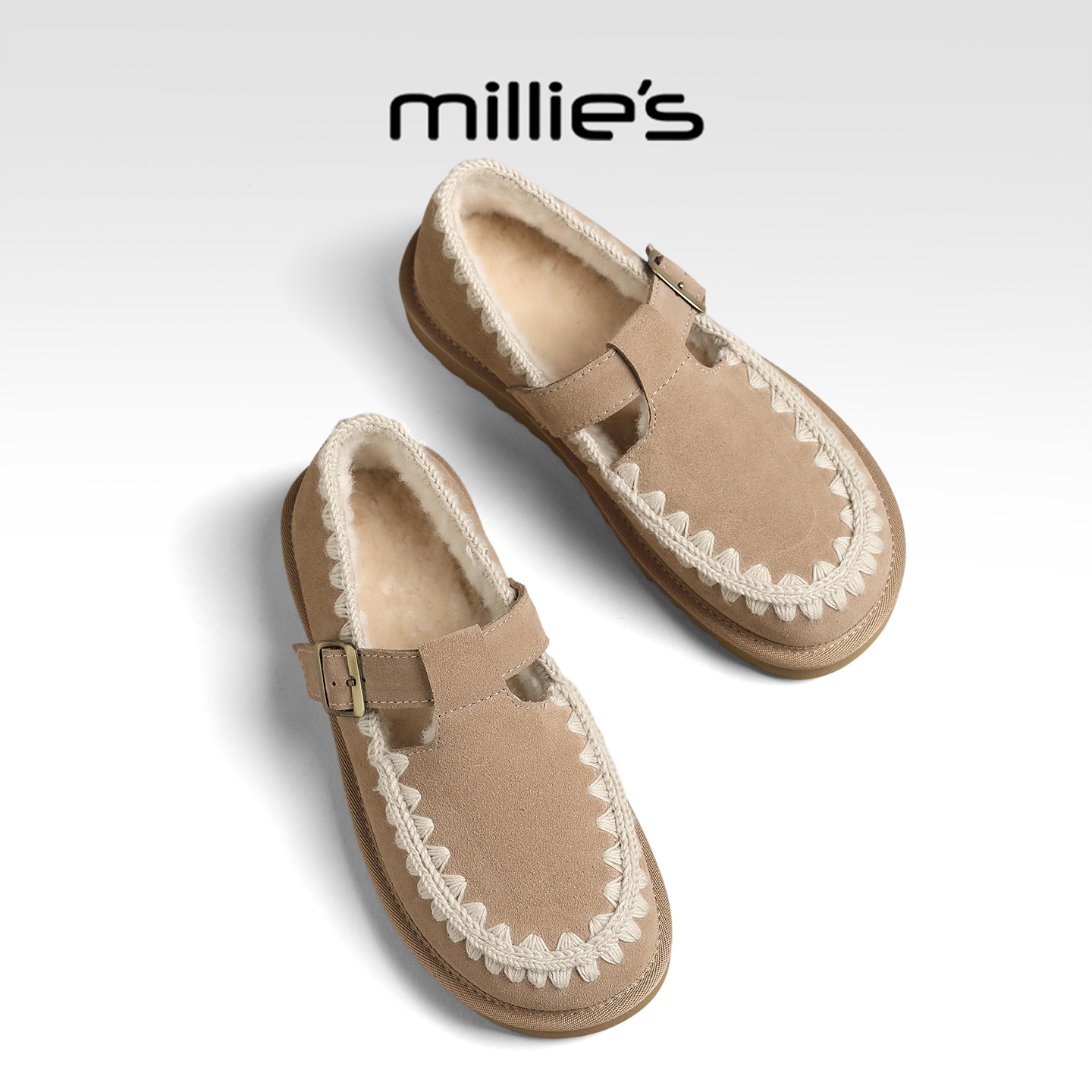 millies妙丽冬款加绒保暖乐福鞋