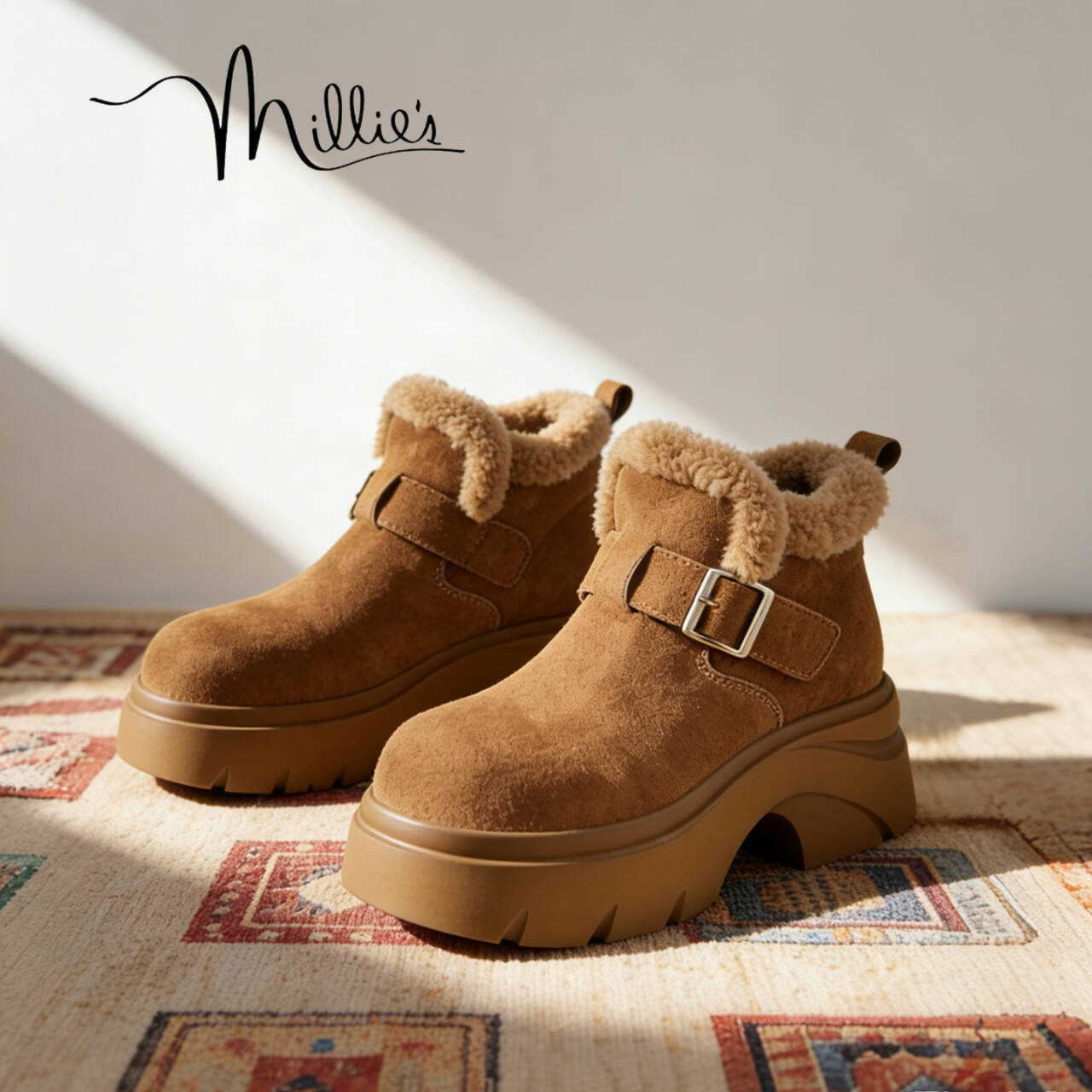 millies妙丽真皮厚底雪地靴