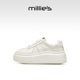 厚底小白鞋 女2025新款 透气休闲时尚 millies妙丽女鞋 系带百搭板鞋