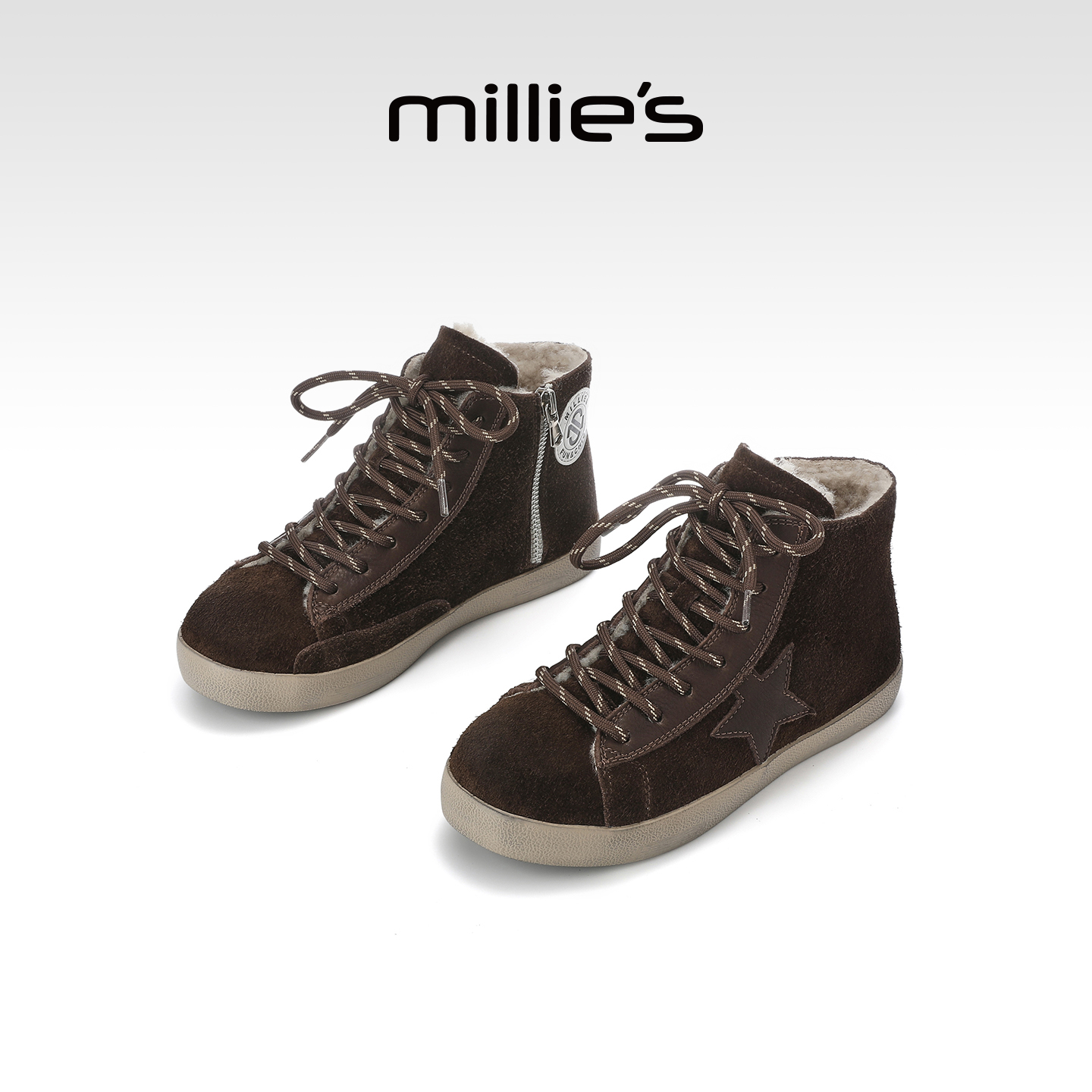 millies妙丽高帮加绒时尚休闲鞋