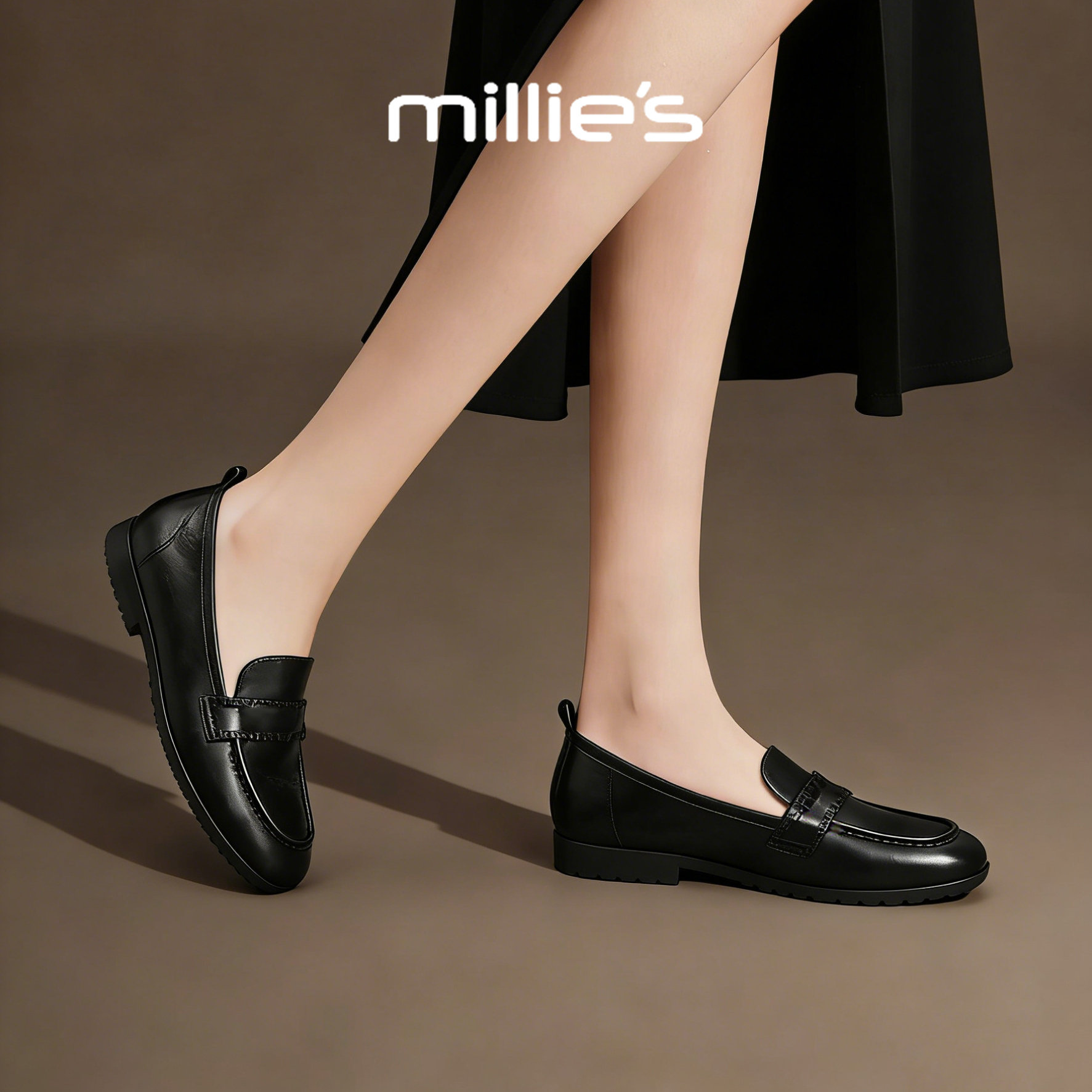 MILLIE'S/妙丽一脚蹬英伦风乐福鞋平底真皮单鞋女鞋2026春季新款,女鞋,牛津鞋/布洛克鞋/德比鞋,淘宝优惠券,粉丝福利购,淘宝优惠卷