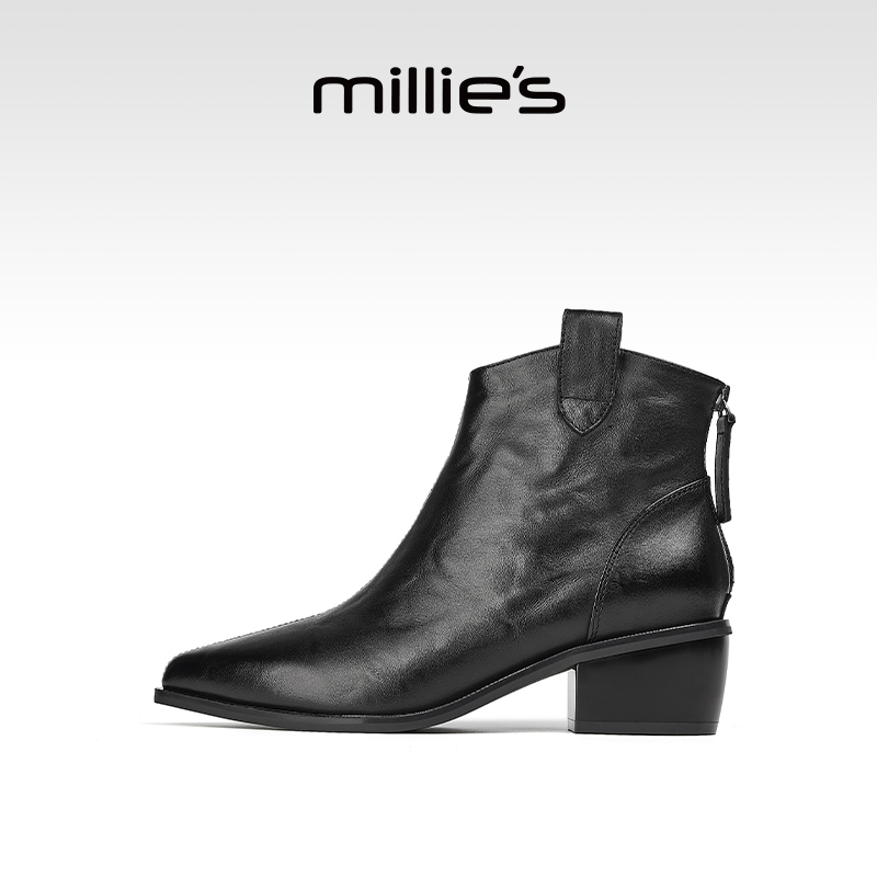 millies妙丽秋冬季复古切尔西靴