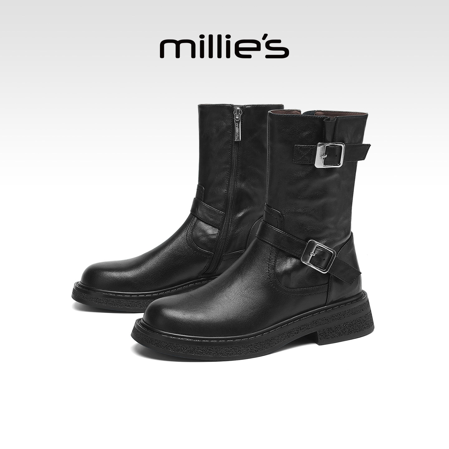 millies妙丽女靴高跟加绒时装靴