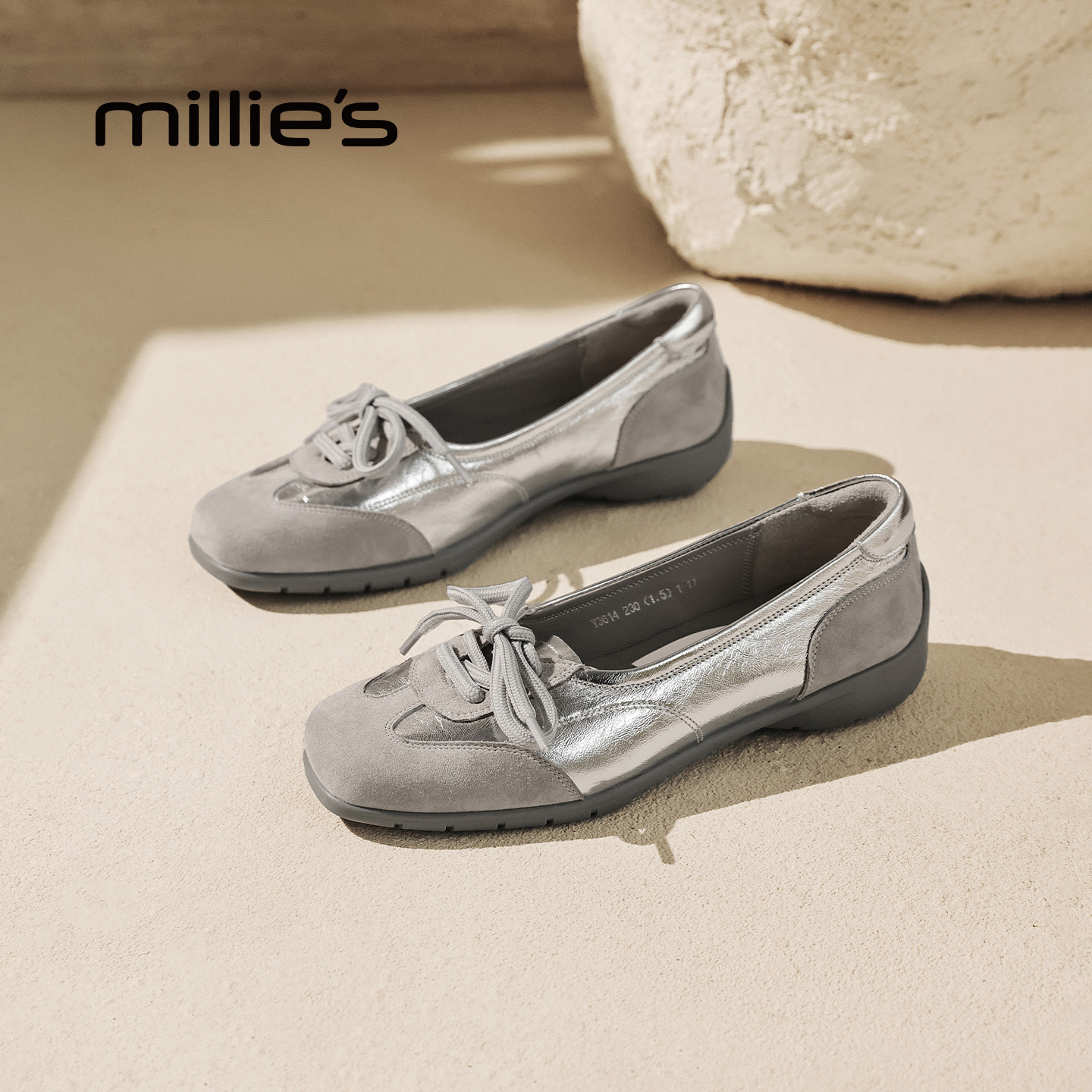 MILLIE'S/妙丽真皮浅口时尚休闲单鞋女款休闲风女鞋2026春季新款